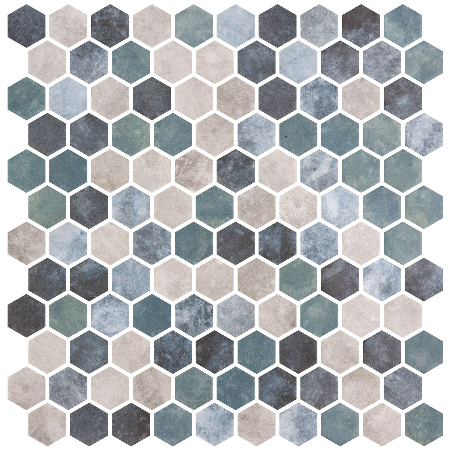 Hex Ecostone Matte Frisia Silver 12" x 12" ESTFRSILHEX Centura Hexagon Mosaic Tiles | Floors & Baths Pro's