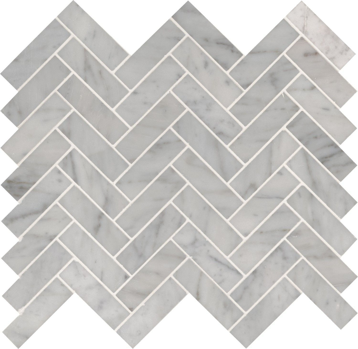 Carrara Herringbone Pattern White-Cool Polished 12" x 12" SMOT-CAR-1X3HBP MSI Surfaces Rectangle Mosaic Tiles | Floors & Baths Pro's