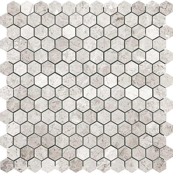 Terra Marble Thundra Grey Hexagon Polished 12" x 12" TUGRHEX Centura Hexagon Mosaic Tiles | Floors & Baths Pro's