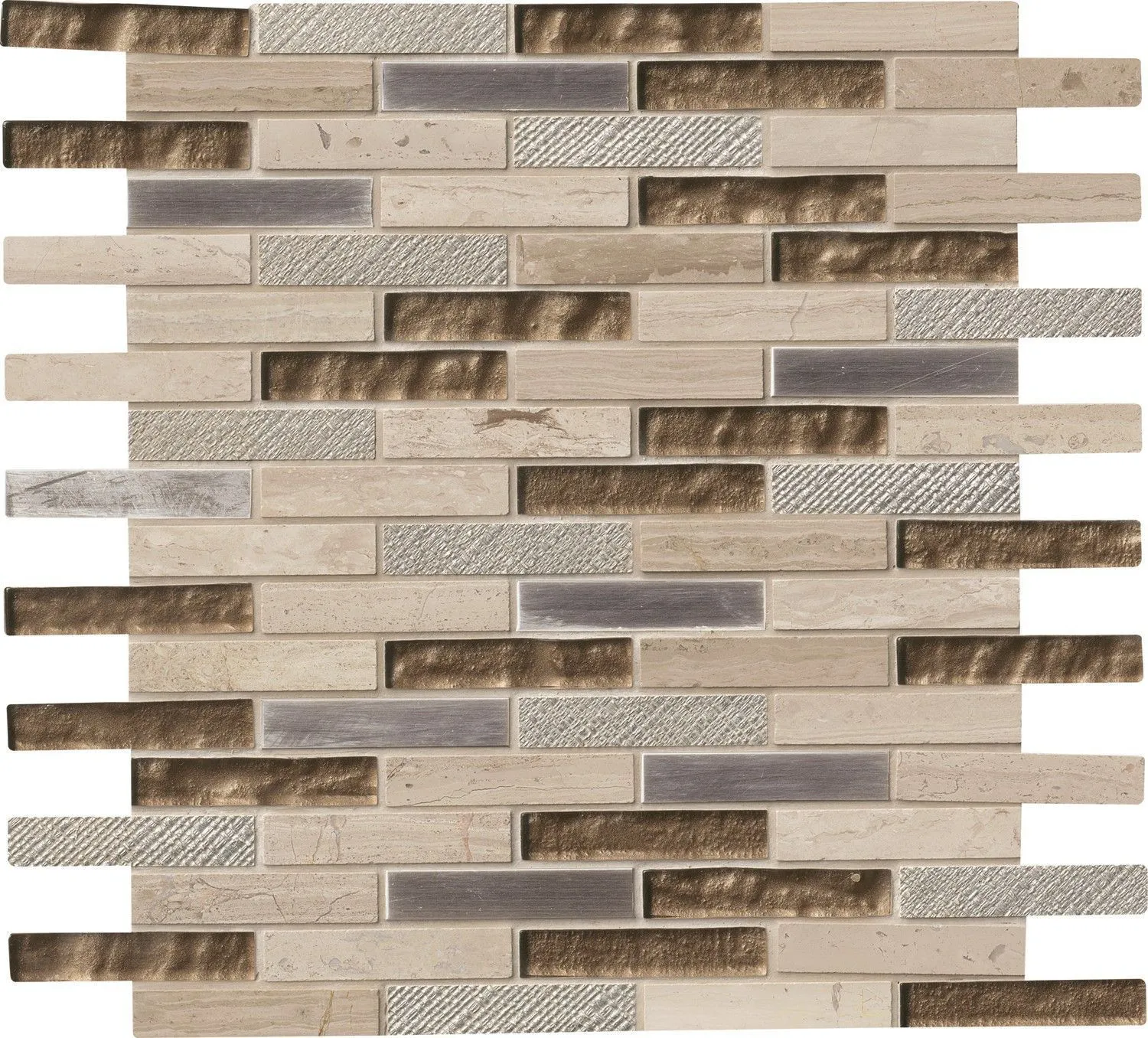 Diamante Brick Brown Multi Finish 12" x 12"