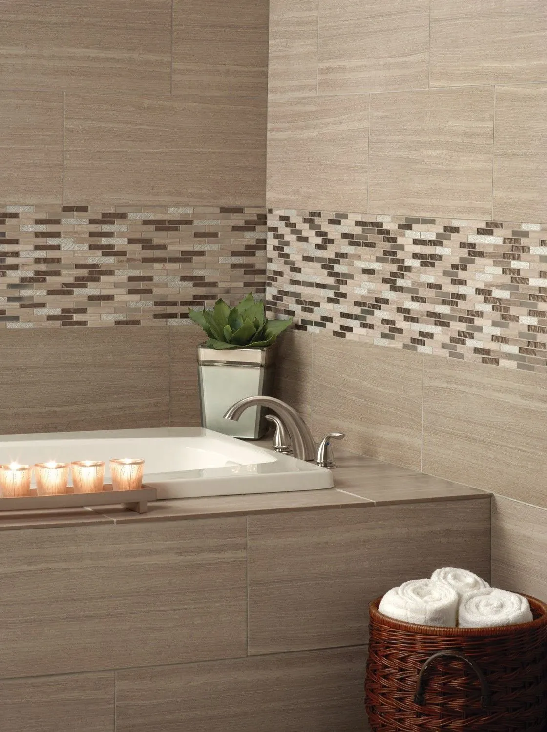 Diamante Brick Brown Multi Finish 12" x 12" SMOT-SGLSMT-DIA8MM MSI Surfaces Rectangle Mosaic Tiles