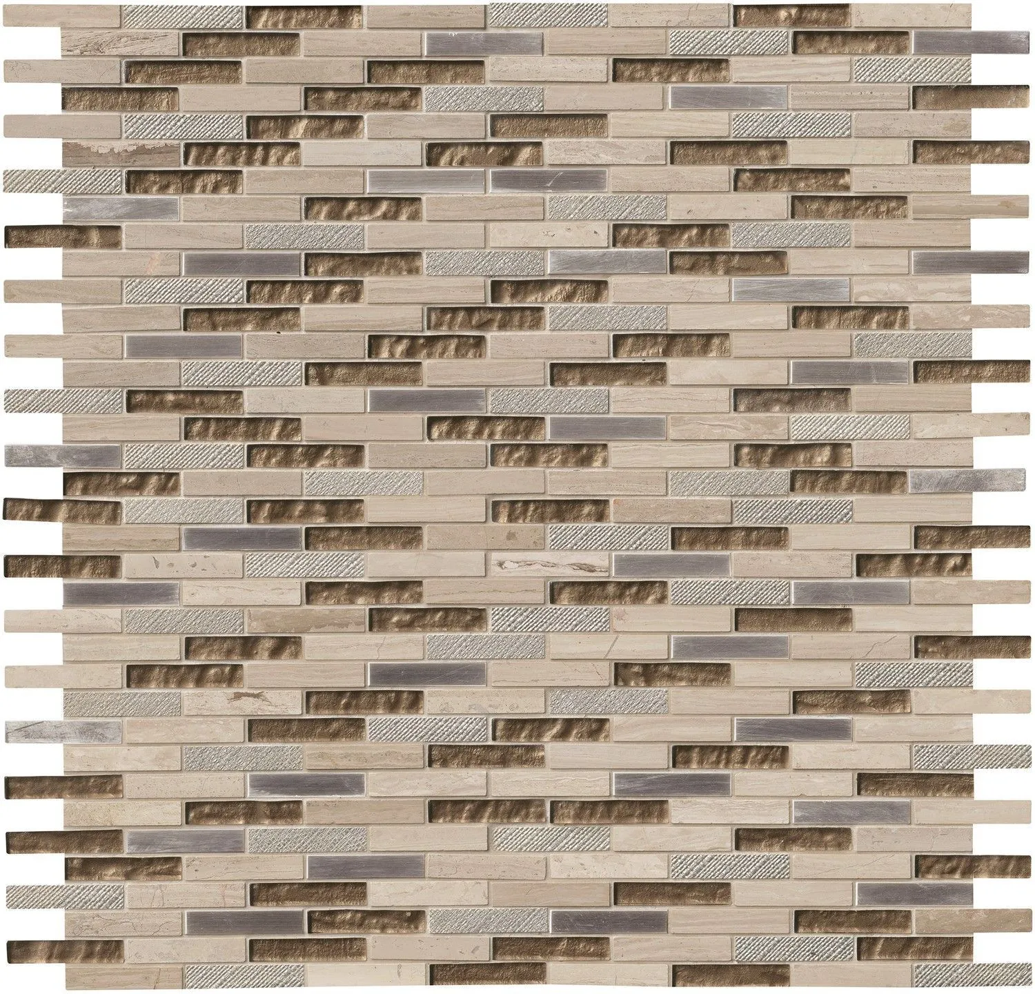 Diamante Brick Brown Multi Finish 12" x 12" SMOT-SGLSMT-DIA8MM MSI Surfaces Rectangle Mosaic Tiles