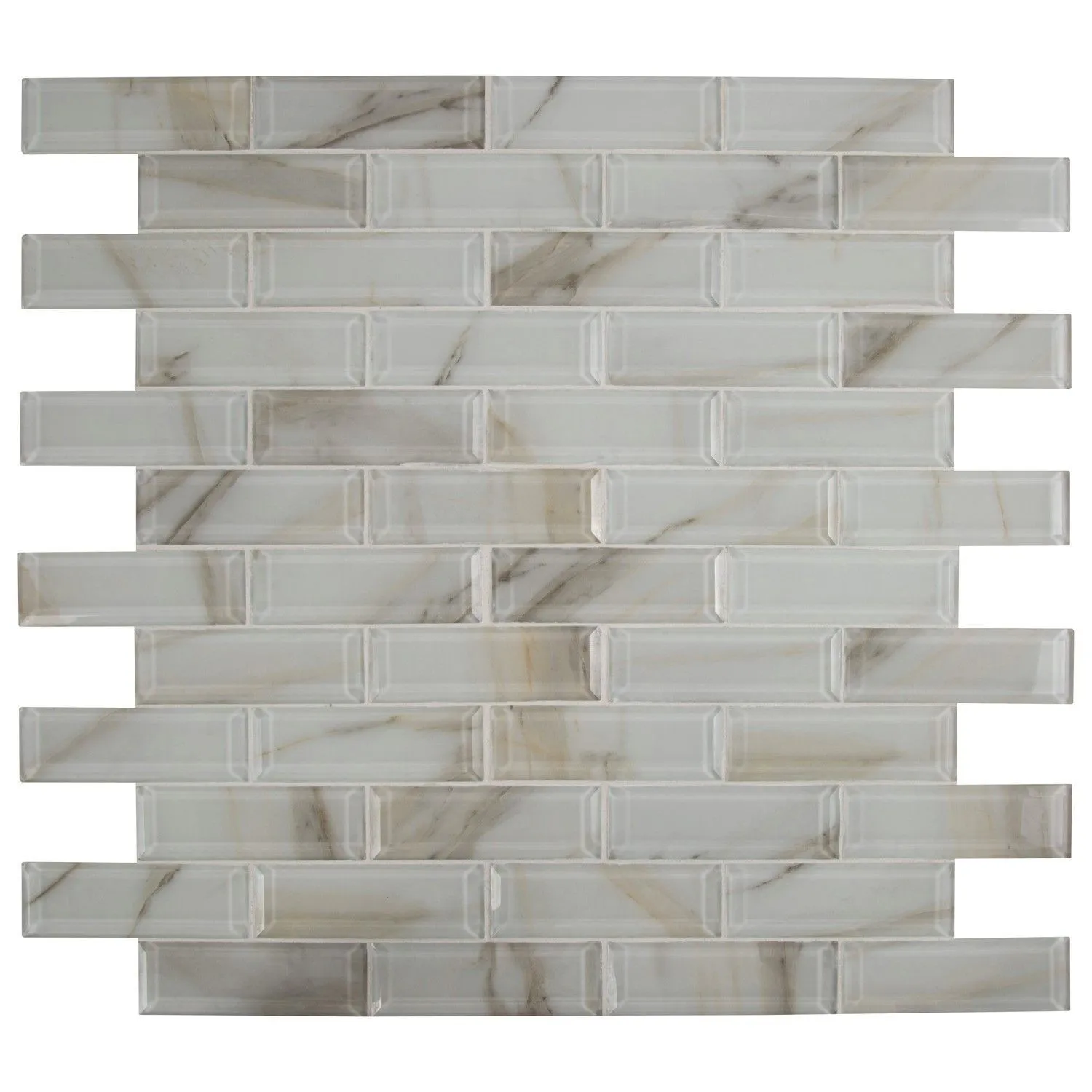 Ivory Amber White-Cool Glossy 12" x 12" SMOT-GLSST-IVOAMB8MM MSI Surfaces Rectangle Mosaic Tiles