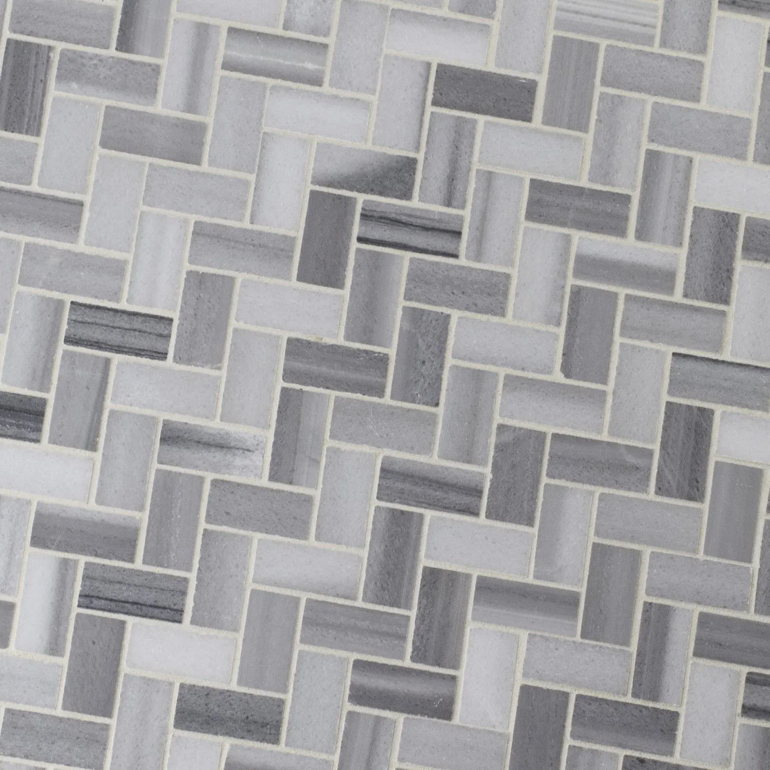 Bergamo Herringbone Gray-Light Polished 11-1/2" x 11-1/2" SMOT-BERGAMO-HB10MM MSI Surfaces Rectangle Mosaic Tiles