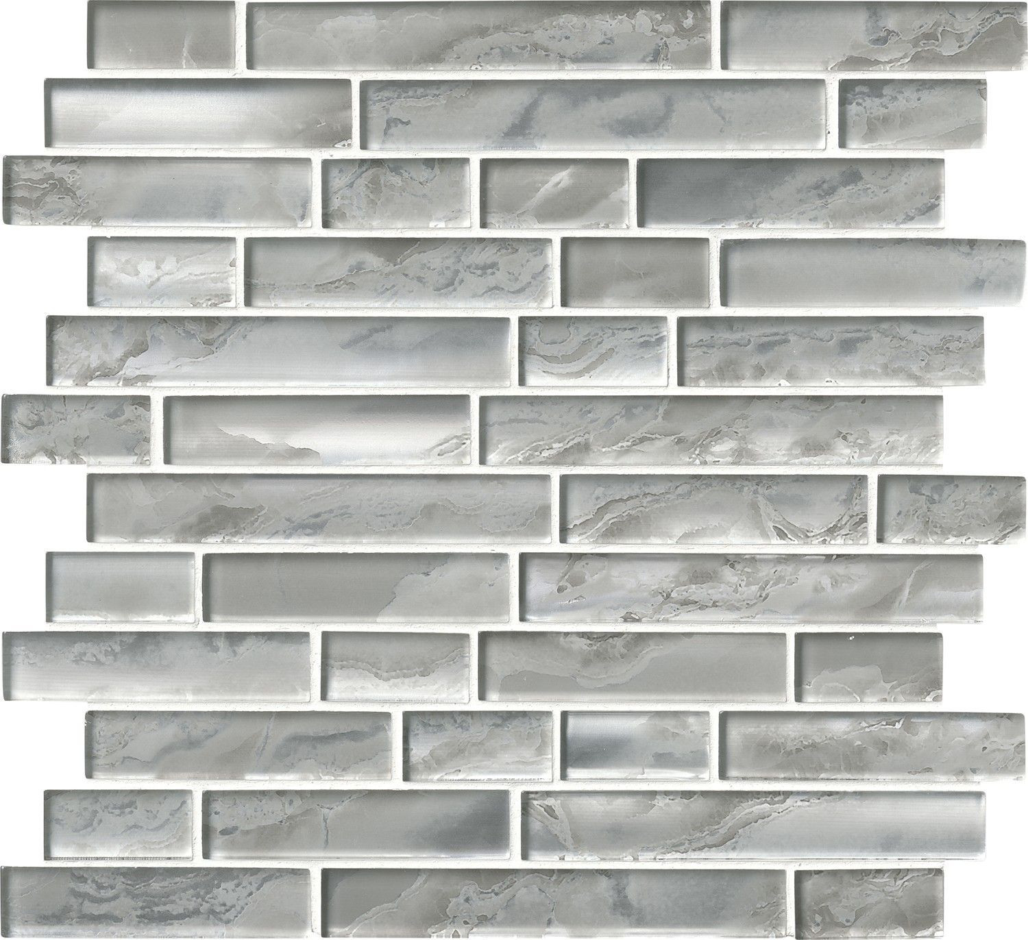 backsplash mosaic tiles Silver Canvas Gray-Light Glossy 12" x 12" SMOT-GLSIL-SILCAN8MM MSI Surfaces Rectangle Mosaic Tiles | Floors & Baths Pro's