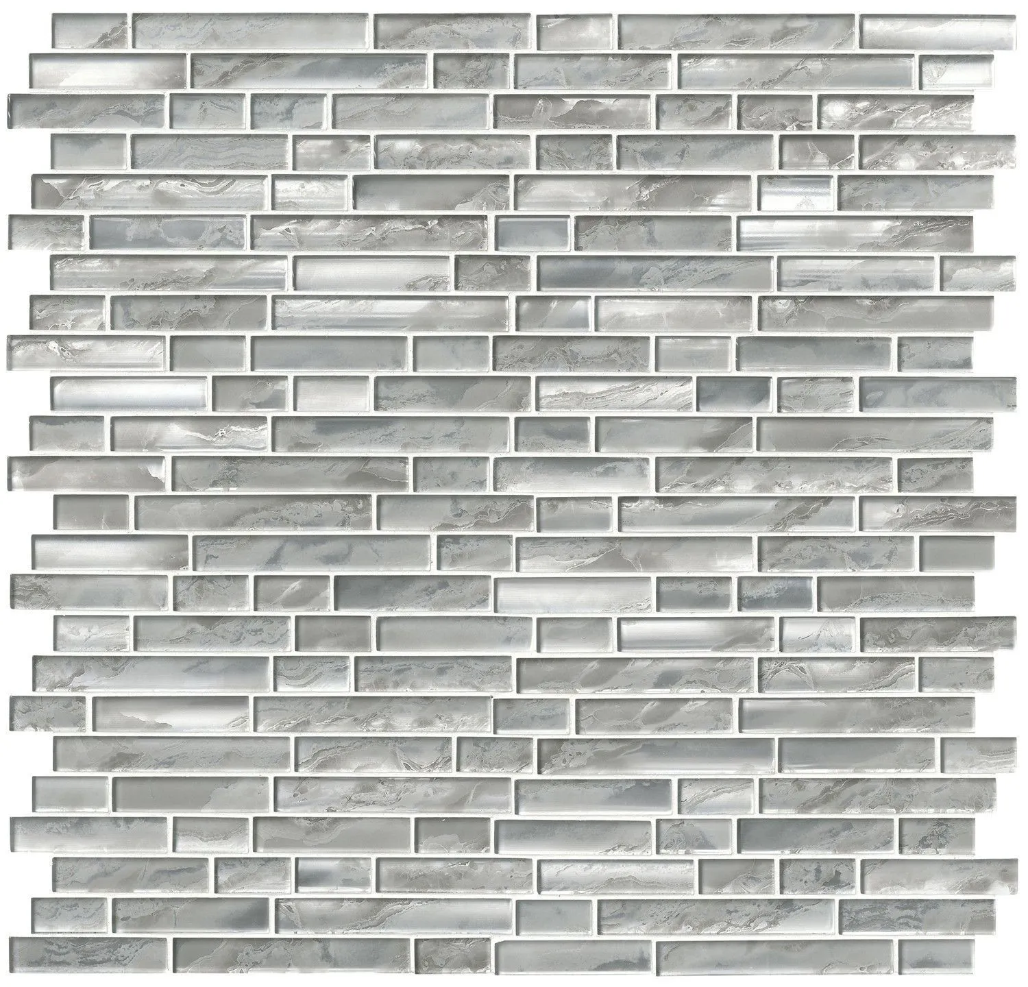 Silver Canvas Gray-Light Glossy 12" x 12" SMOT-GLSIL-SILCAN8MM MSI Surfaces Rectangle Mosaic Tiles