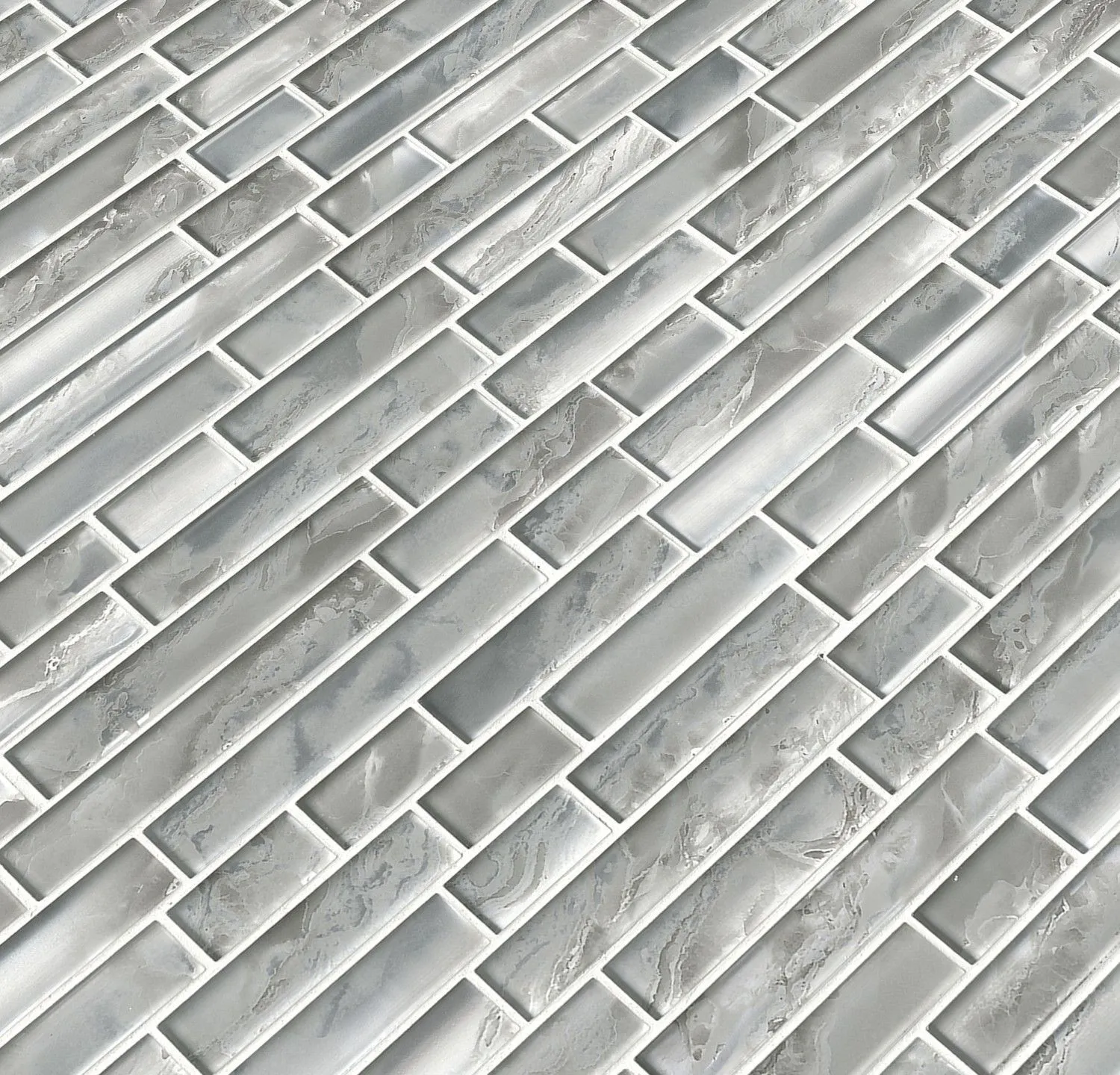 Silver Canvas Gray-Light Glossy 12" x 12" SMOT-GLSIL-SILCAN8MM MSI Surfaces Rectangle Mosaic Tiles