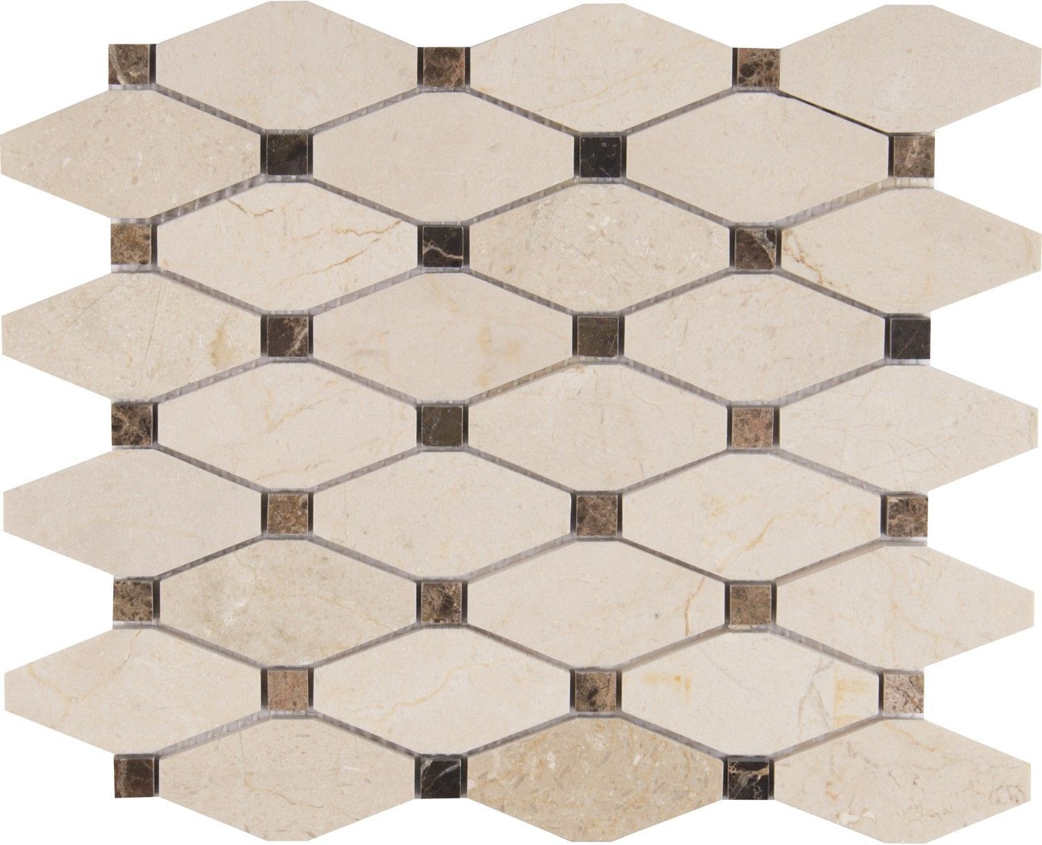 backsplash mosaic tiles Hexagon Valencia Blend Beige Polished 12" x 13-1/2" SMOT-VALBLND-OCTEL10MM MSI Surfaces Hexagon Mosaic Tiles | Floors & Baths Pro's