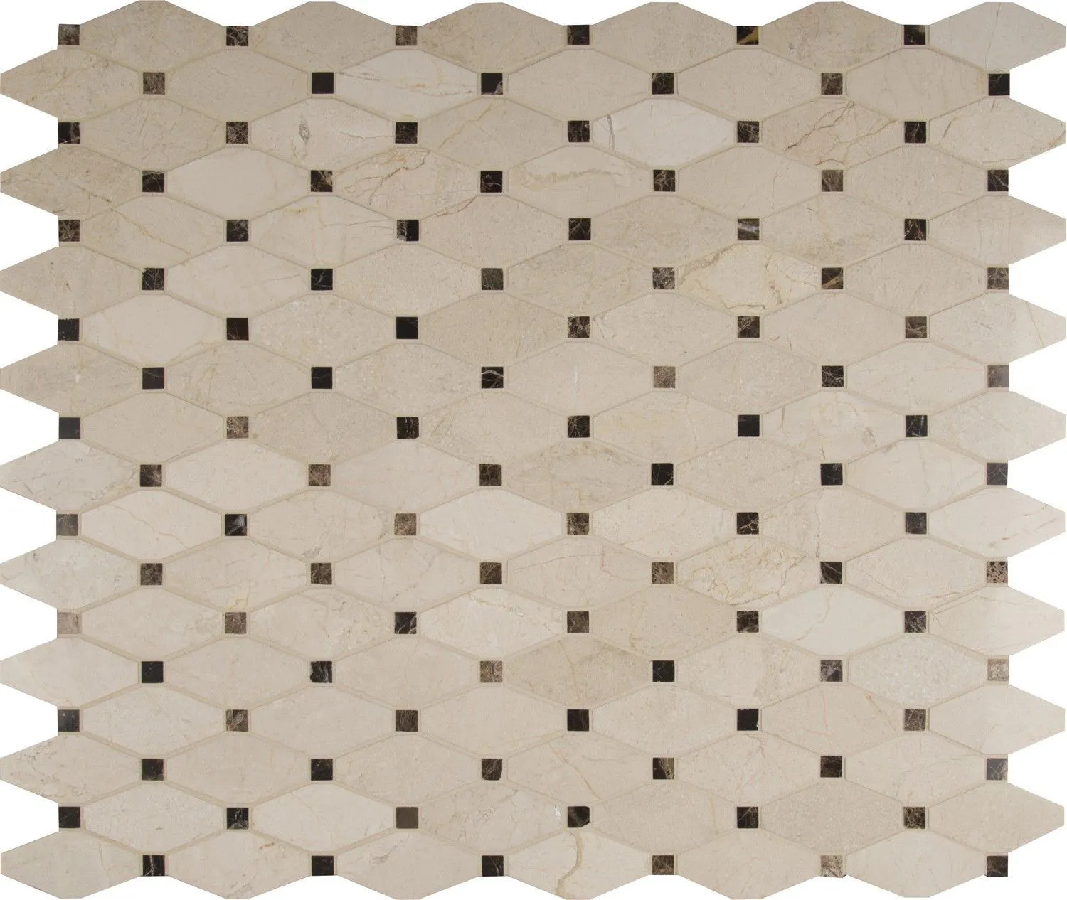 Hexagon Valencia Blend Beige Polished 12" x 13-1/2" SMOT-VALBLND-OCTEL10MM MSI Surfaces Hexagon Mosaic Tiles