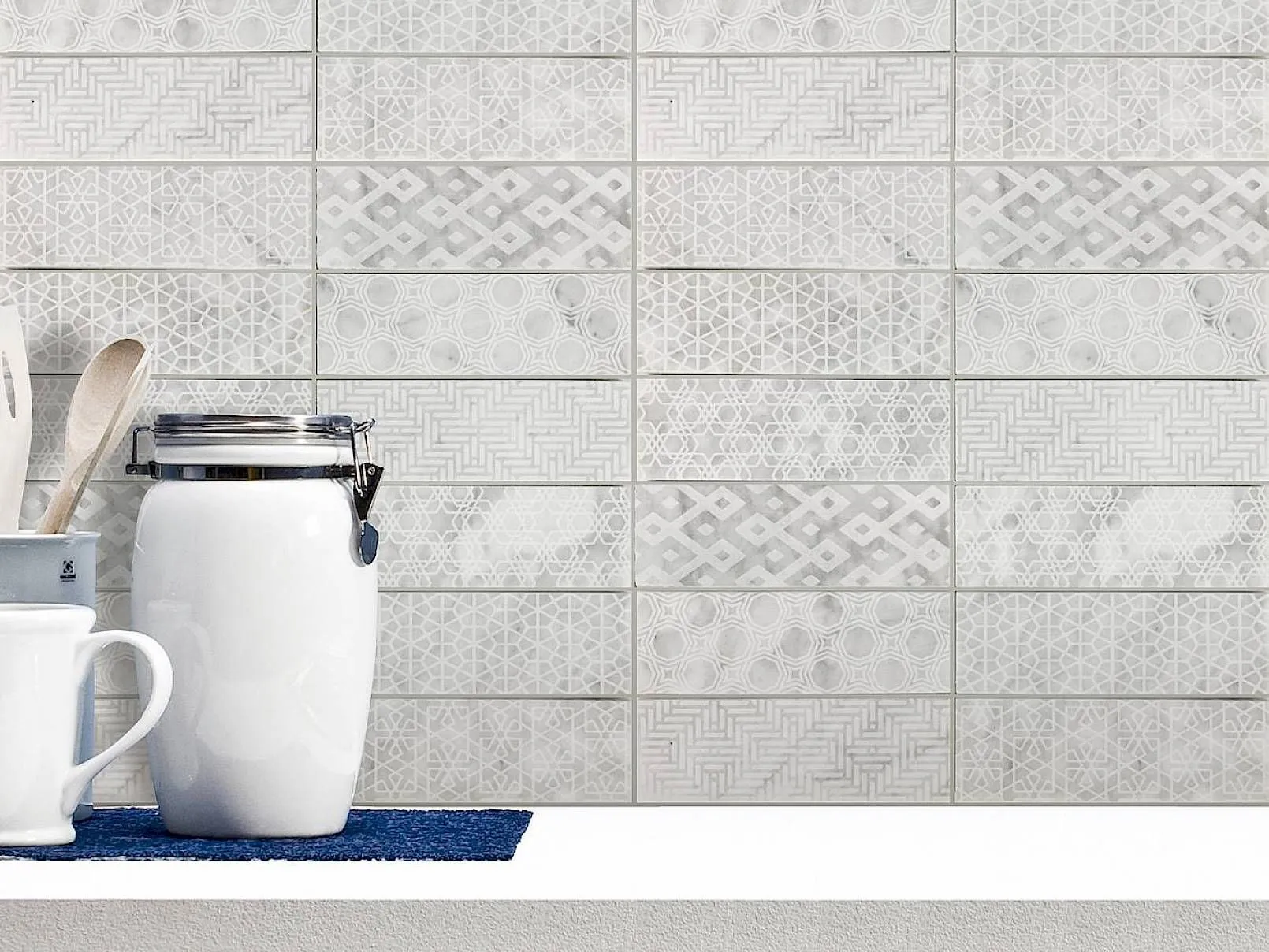 Seamless White Polished 12" x 12" SMM830PPW01 Centura Square Mosaic Tiles