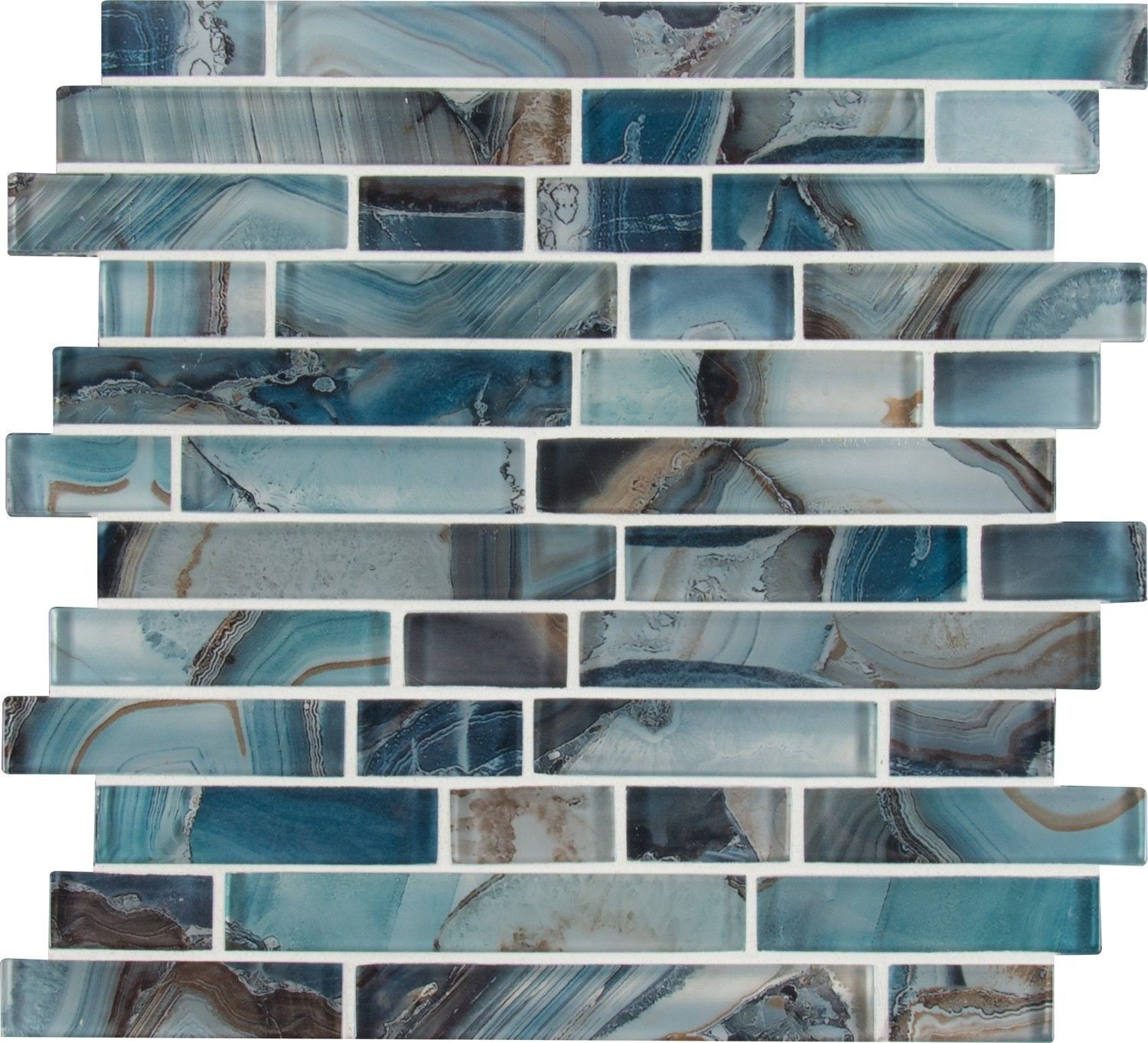 backsplash mosaic tiles Night Sky Green Glossy 12" x 13-1/2" SMOT-GLSIL-NIGSKY8MM MSI Surfaces Rectangle Mosaic Tiles | Floors & Baths Pro's