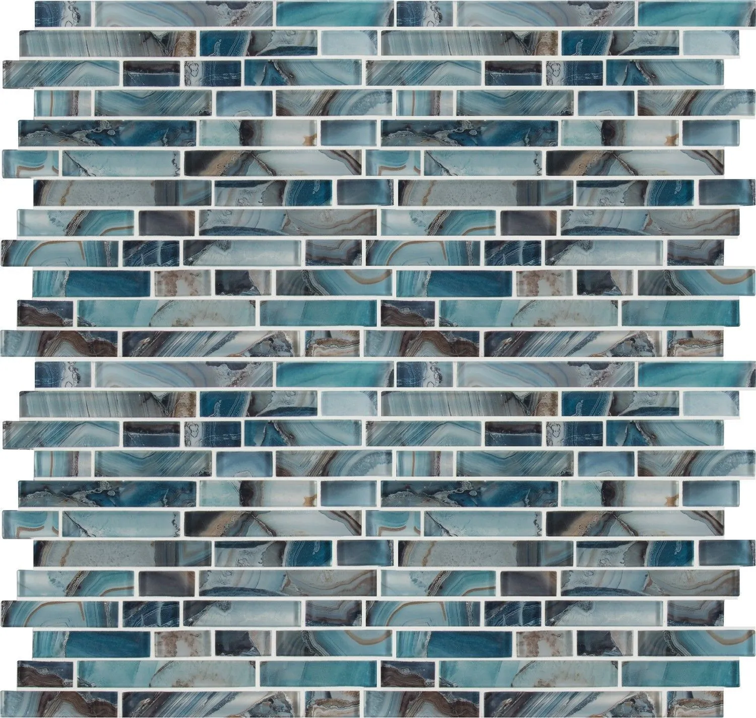 Night Sky Green Glossy 12" x 13-1/2" SMOT-GLSIL-NIGSKY8MM MSI Surfaces Rectangle Mosaic Tiles