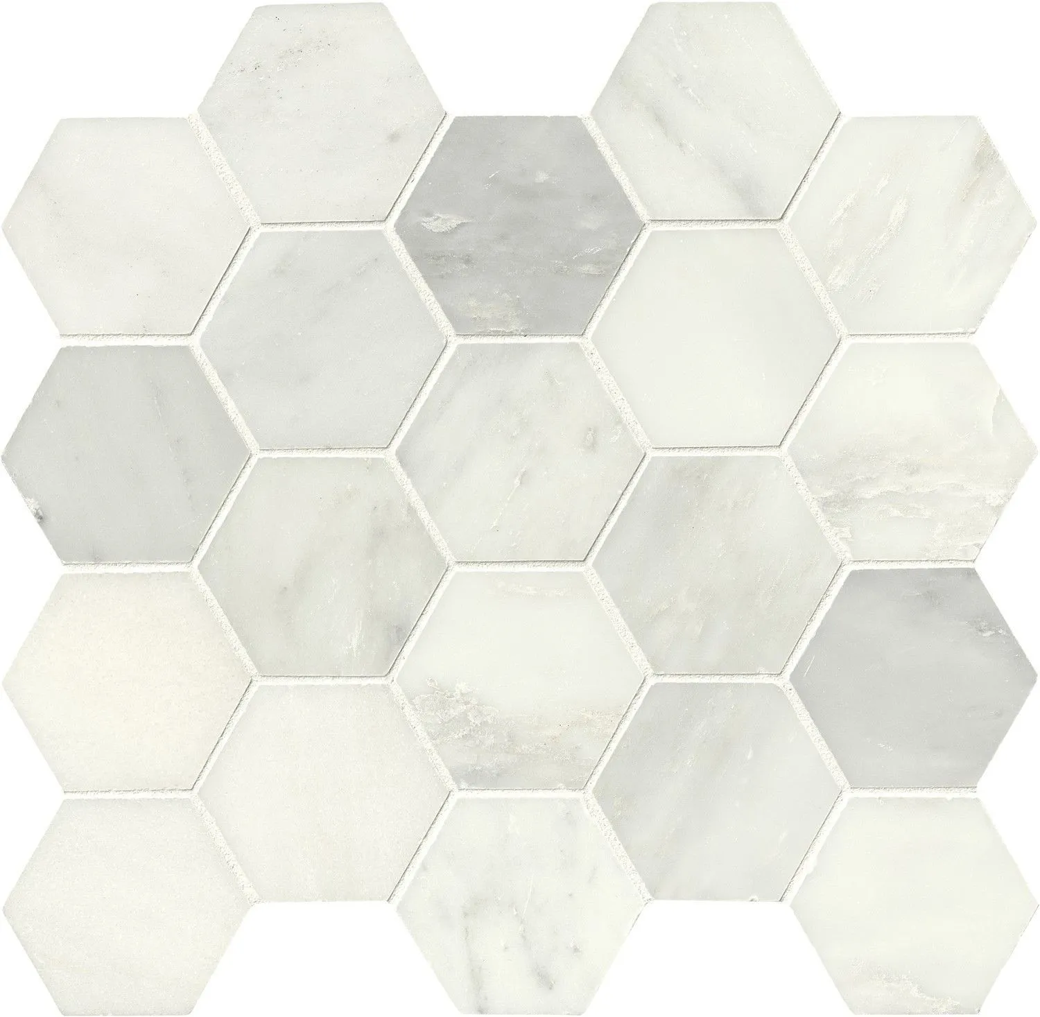 Hexagon Greecian White-Cool Polished 12" x 13"