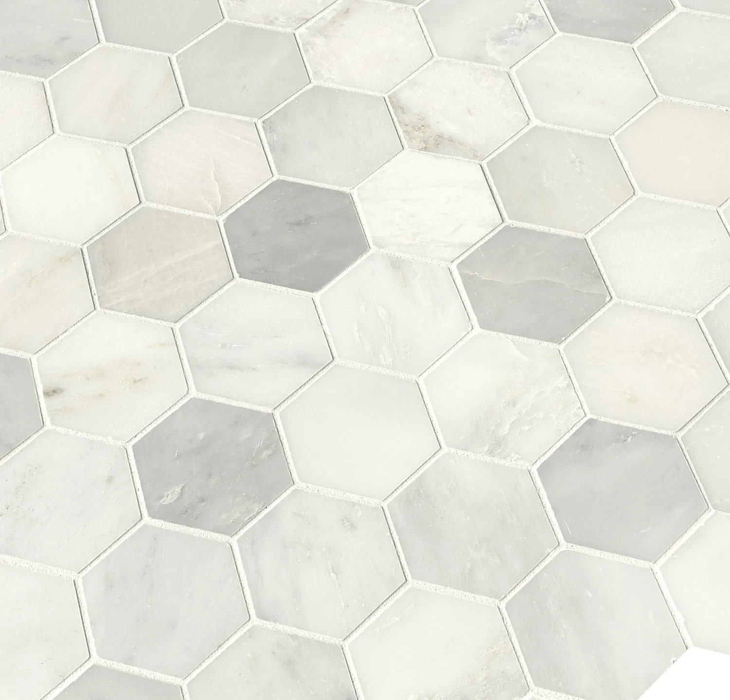 Hexagon Greecian White-Cool Polished 12" x 13" SMOT-GRE-3HEXP MSI Surfaces Hexagon Mosaic Tiles