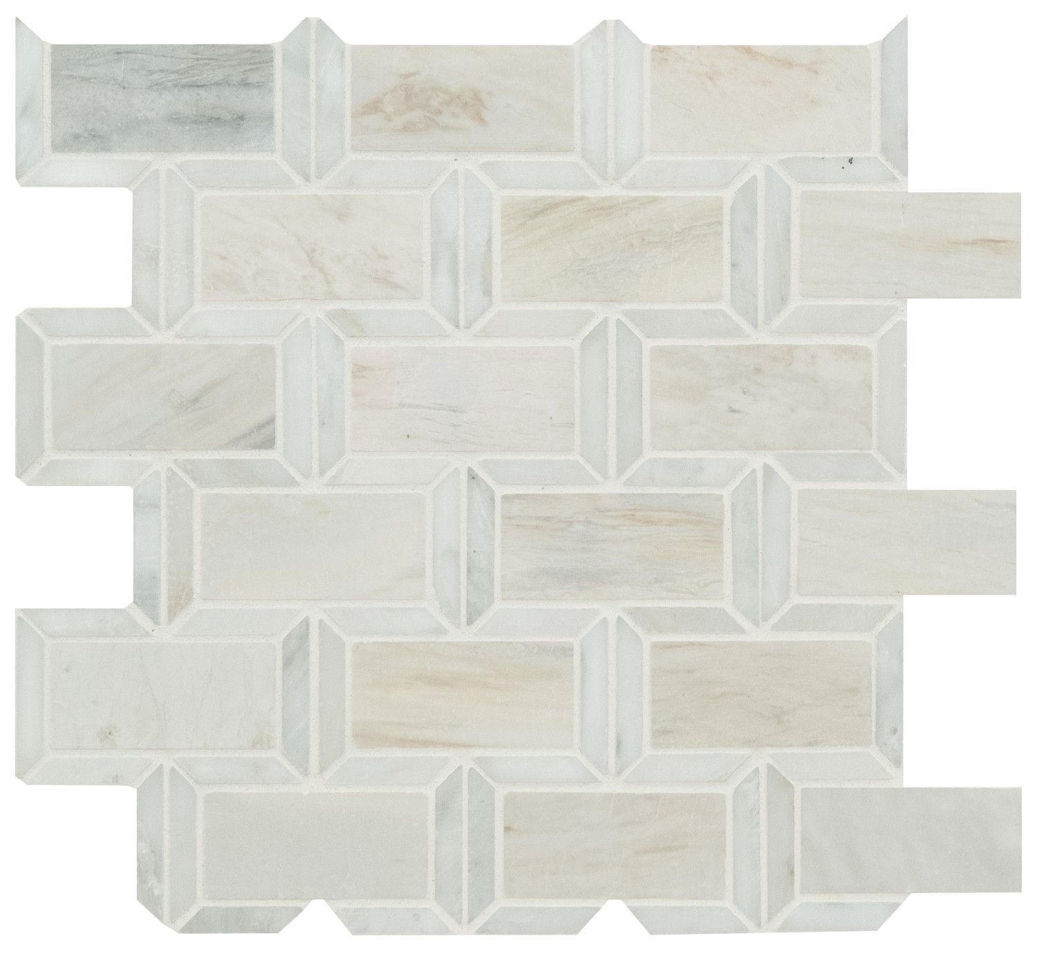 backsplash mosaic tiles Angora Framework Subway Beige Polished 12" x 12" SMOT-ANGORA-FRM10MM MSI Surfaces Rectangle Mosaic Tiles | Floors & Baths Pro's