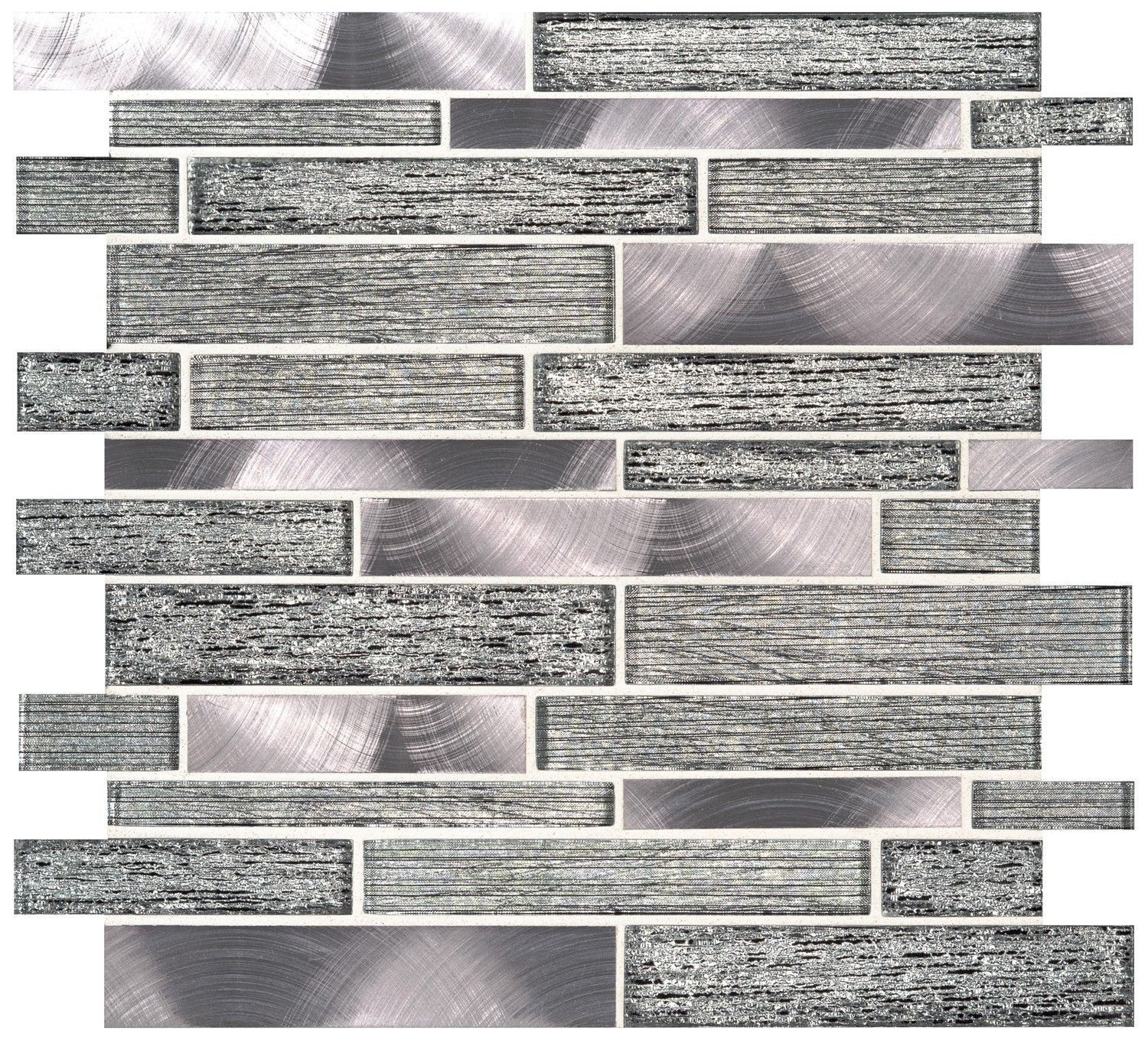 backsplash mosaic tiles Volcanic Luxe Gray-Light Multi Finish 11-1/2" x 11-1/2" SMOT-GLSMTIL-VOLLX8MM MSI Surfaces Rectangle Mosaic Tiles | Floors & Baths Pro's