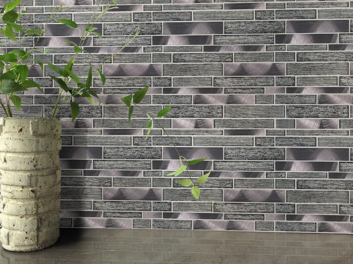 Volcanic Luxe Gray-Light Multi Finish 11-1/2" x 11-1/2" SMOT-GLSMTIL-VOLLX8MM MSI Surfaces Rectangle Mosaic Tiles