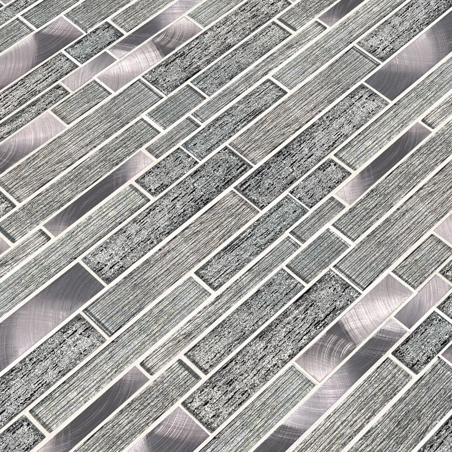 Volcanic Luxe Gray-Light Multi Finish 11-1/2" x 11-1/2" SMOT-GLSMTIL-VOLLX8MM MSI Surfaces Rectangle Mosaic Tiles