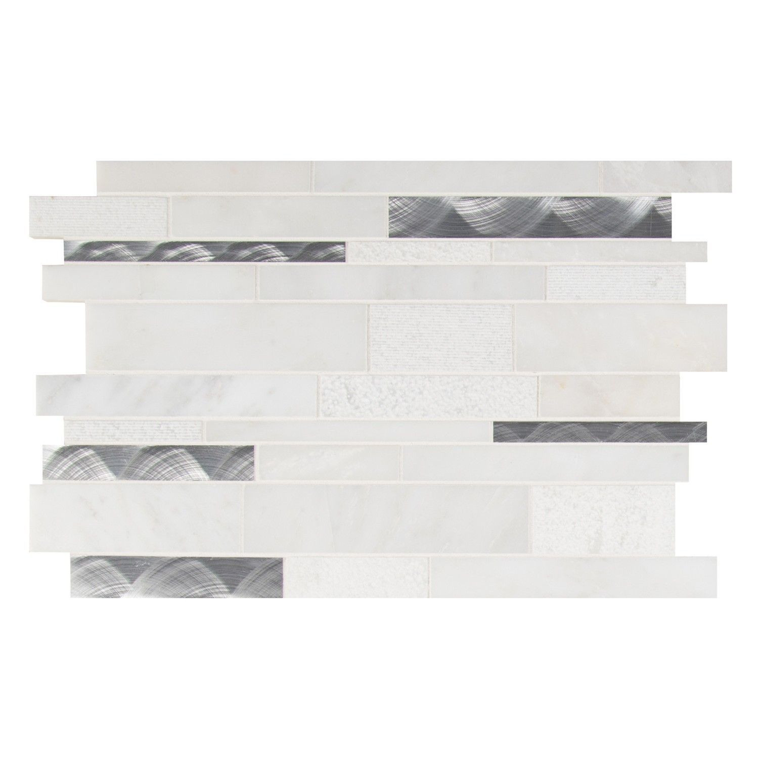 backsplash mosaic tiles Modern Tessellation White-Cool Multi Finish 12-1/4" x 19-1/2" SMOT-SMTIL-MODBLA8MM MSI Surfaces Rectangle Mosaic Tiles | Floors & Baths Pro's