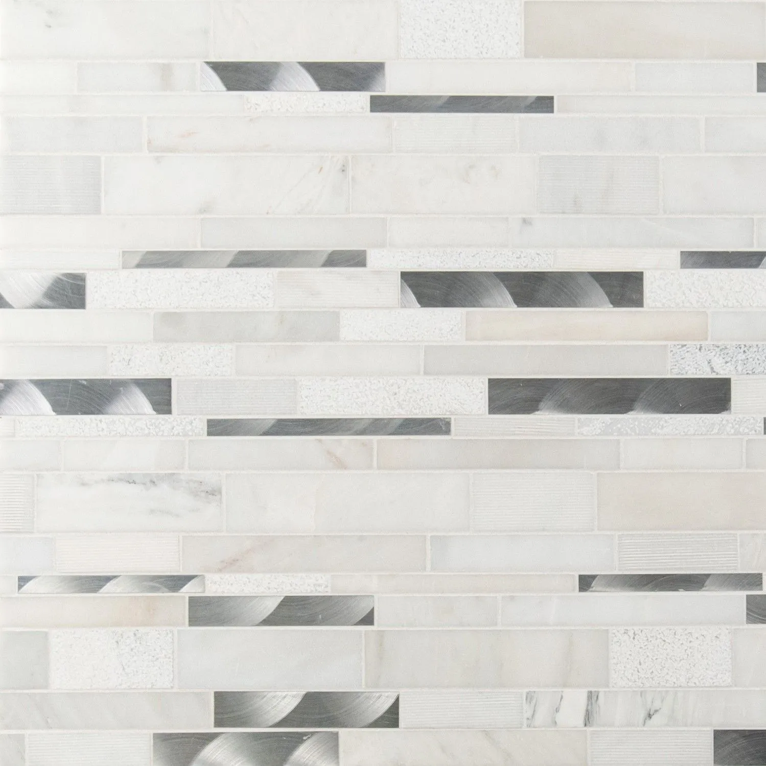 Modern Tessellation White-Cool Multi Finish 12-1/4" x 19-1/2" SMOT-SMTIL-MODBLA8MM MSI Surfaces Rectangle Mosaic Tiles