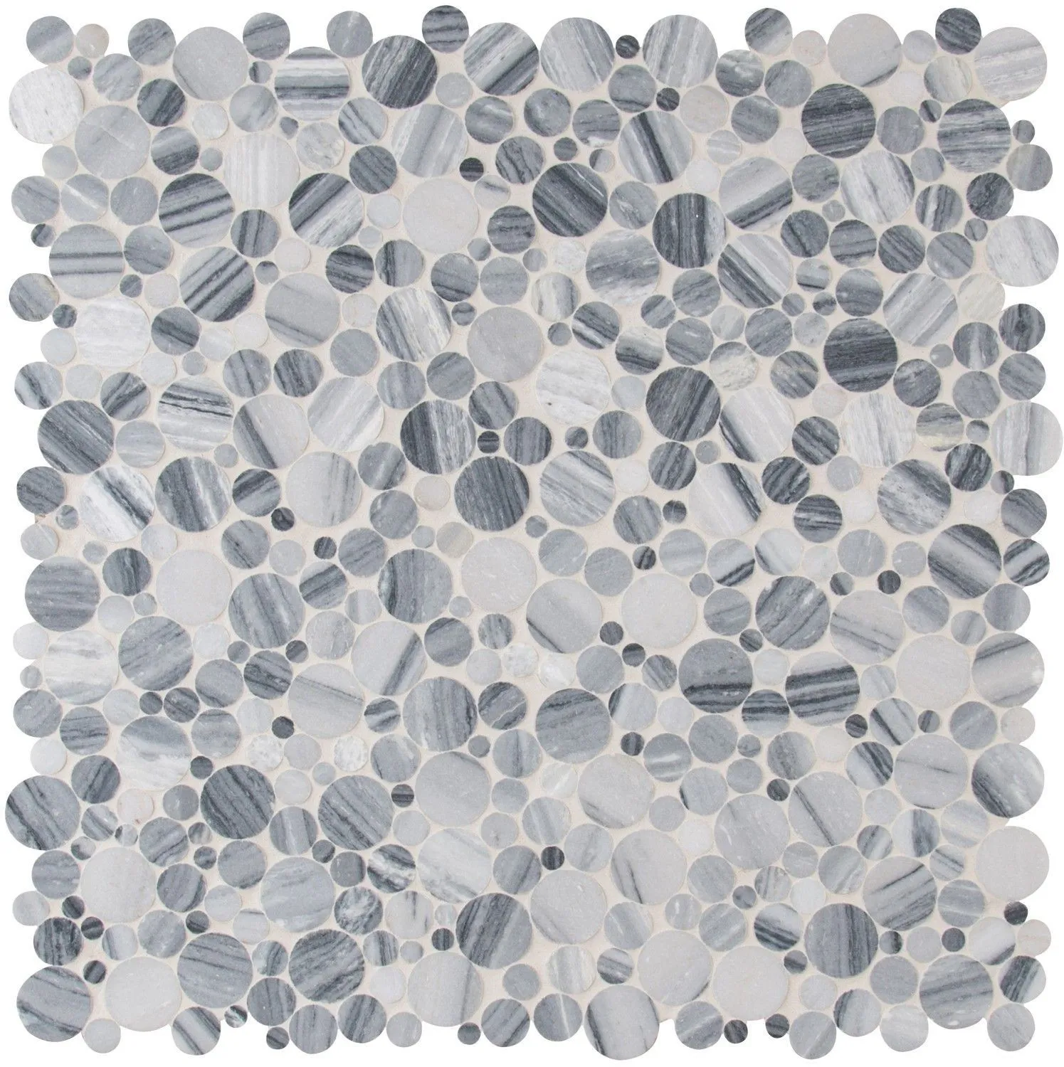 Alaska Gray-Dark Polished 12" x 12" SMOT-PEB-ALGRY MSI Surfaces Circle Mosaic Tiles