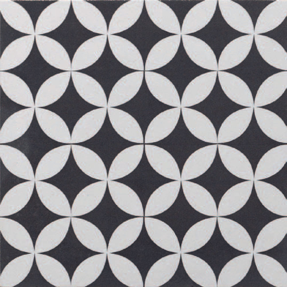 floor tiles Ciment Corolle Blanc Noir Natural 8" x 8" (CIMCOR0808N ) Traditional Look Floor Tiles | Floors & Baths Pro's