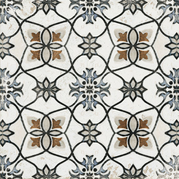 New Vintage Decoro 7 Natural 8" x 8" (VINDEC7 ) Traditional Look Floor Tiles | Floors & Baths Pro's