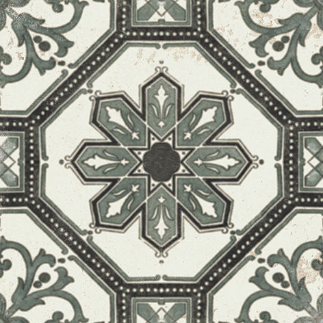 New Vintage Decoro 18 Natural 8" x 8" (VINDEC18 ) Traditional Look Floor Tiles | Floors & Baths Pro's