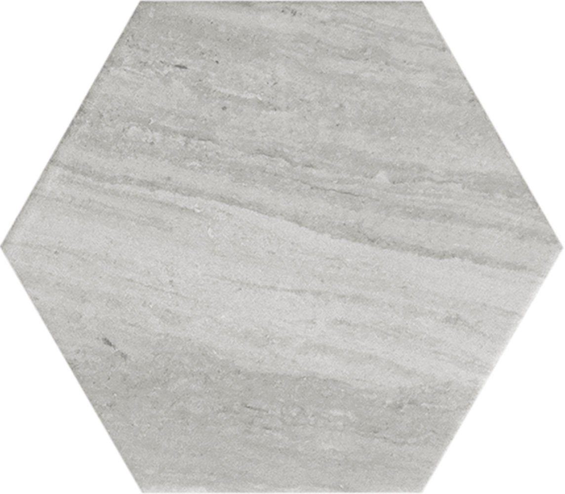 floor tiles Lithos Hexagon Grey Matte 4-1/2" x 4" (LIT27972 ) Marble Look Floor Tiles | Floors & Baths Pro's