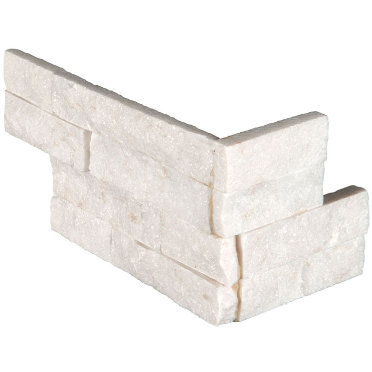 wall tiles RockMount Arctic White Splitface Corner 6" x 18" (LPNLQARCWHI618COR ) Brick Wall Tile | Floors & Baths Pro's