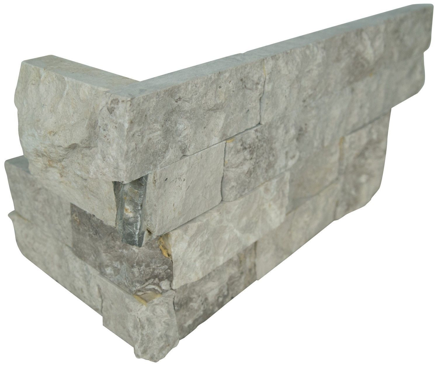 Silver Canyon Gray-Light Splitface Corner 6" x 12" x 6" (LPNLMSILCAN618COR ) Stone Wall Tile | Floors & Baths Pro's