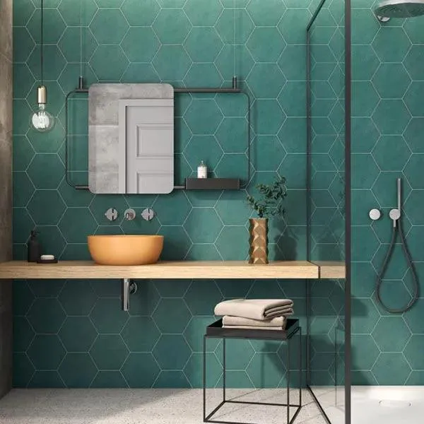 Jubilee Hex Green Matte 8" x 9" (563109689X ) Uniform Color Wall Tile