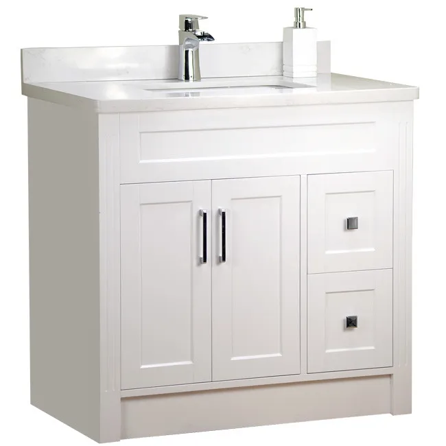 36" Shaker Style White Vanity with Stone Top