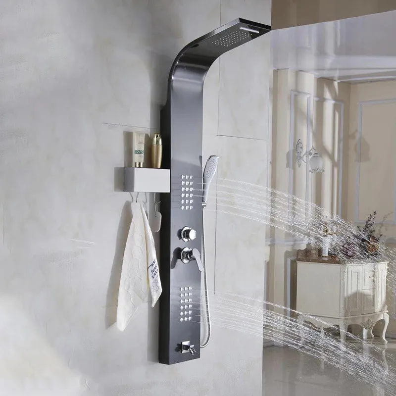 Multi-Function Stainless Steel Shower System with Hand Shower (Black)