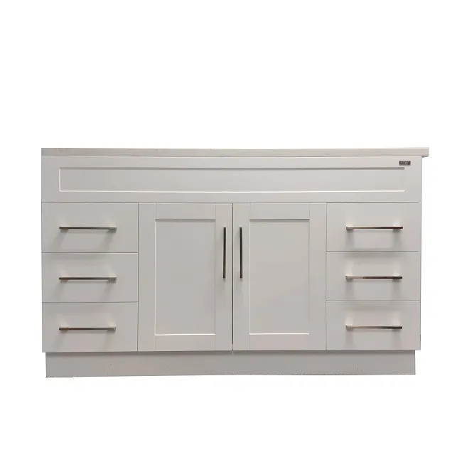 54" White Shaker Style Vanity with Stone Top