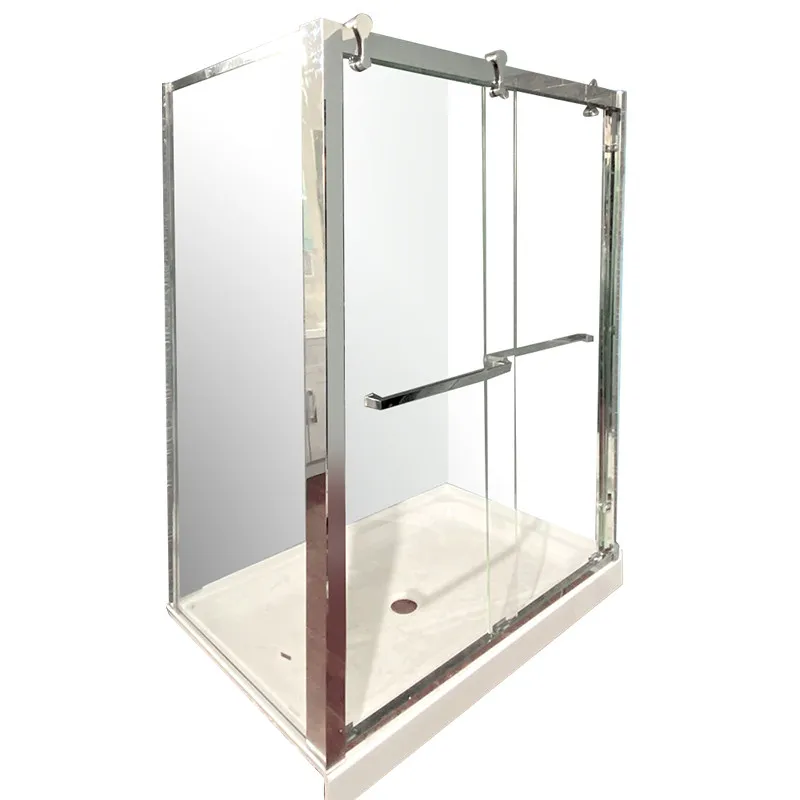 31" x 72" Framed Side Shower Glass Panel (Chrome/Black)