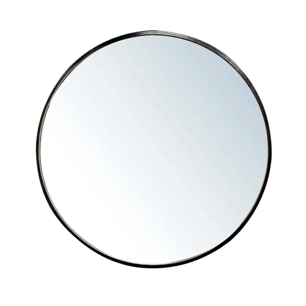 Aluminum Circle Thick Full-framed Mirror in Matte Black