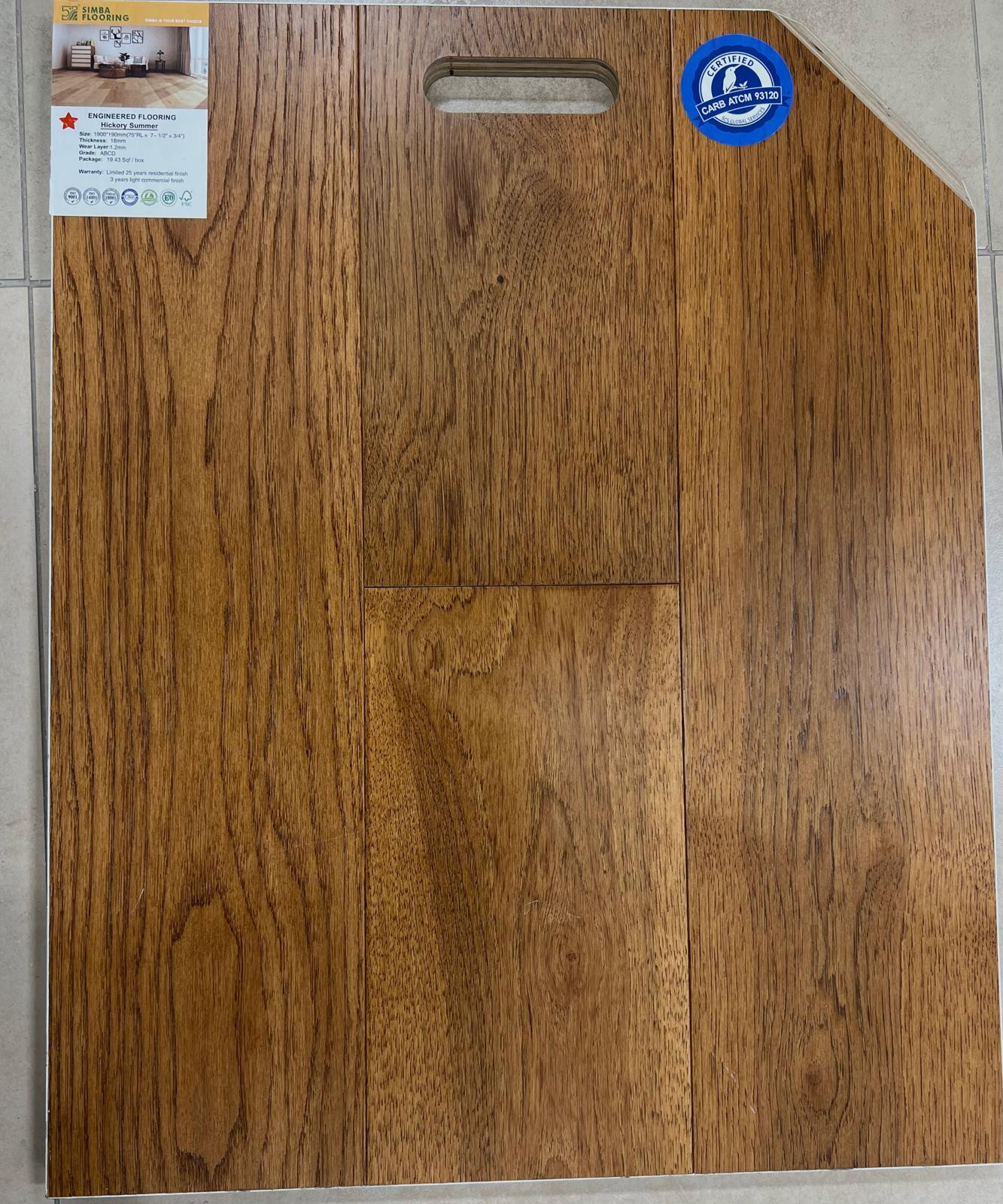 engineered hardwood clearance 7-1/2" x 3/4" Hickory - Summer Simba Hardwood Flooring | Floors & Baths Pro's